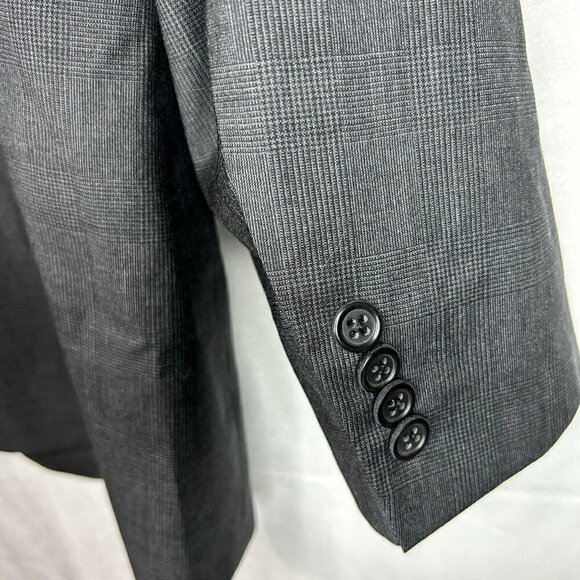 Peter Millar Mens 46R Sport Coat Gray Black Glen Plaid 100% Wool Two Button - Picture 5 of 7